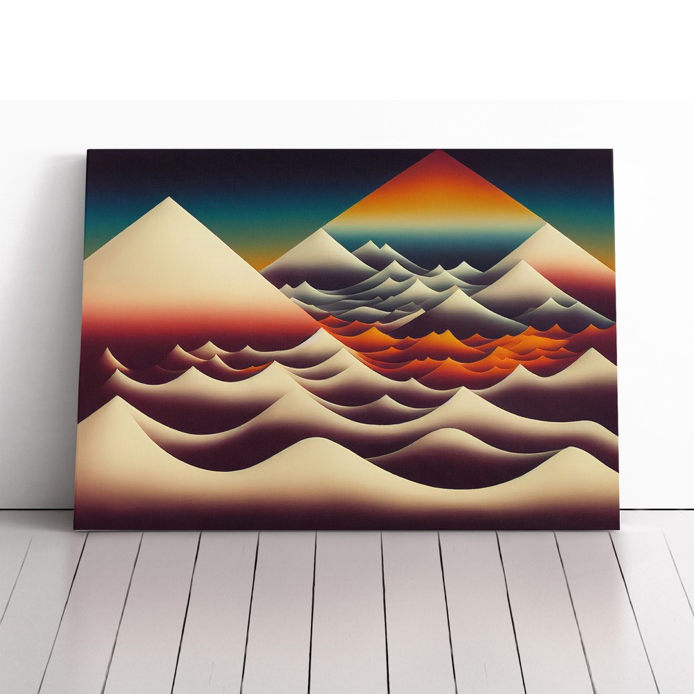 Snazzy Abstract Mountains Canvas Wall Art Print Framed Picture Decor Living Room