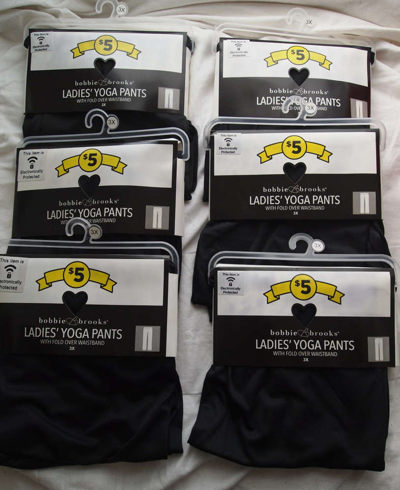 6pc Black Bobbie Brooks  Gym / Yoga Pants For Ladies Size 3X - Lot of 6