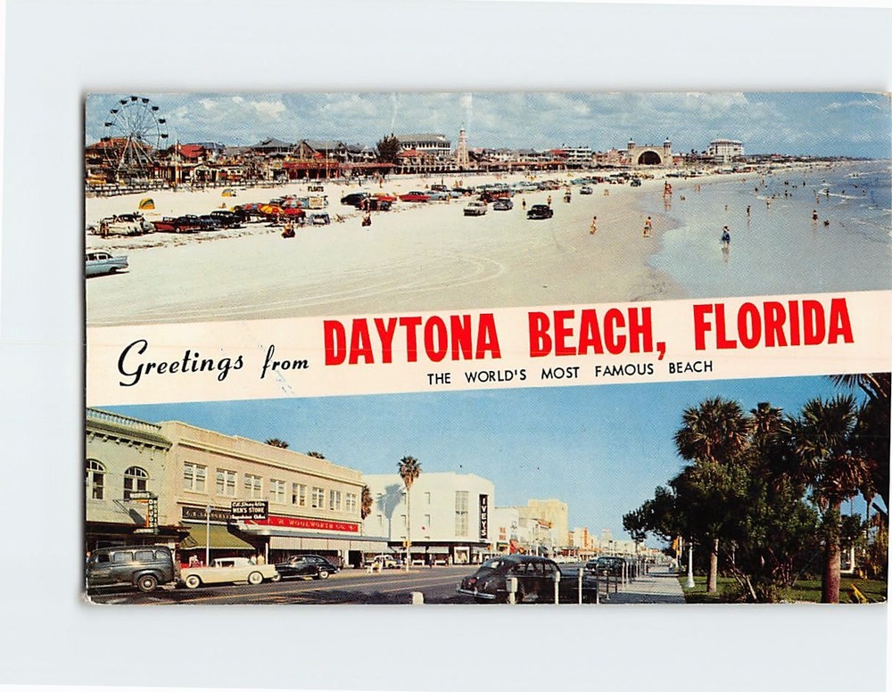 Postcard The Worlds Most Famous Beach Greetings from Daytona Beach Florida USA