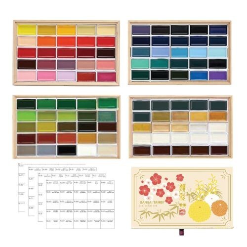 Limited Edition Gansai Tambi 100 color Full Set in Wooden Box