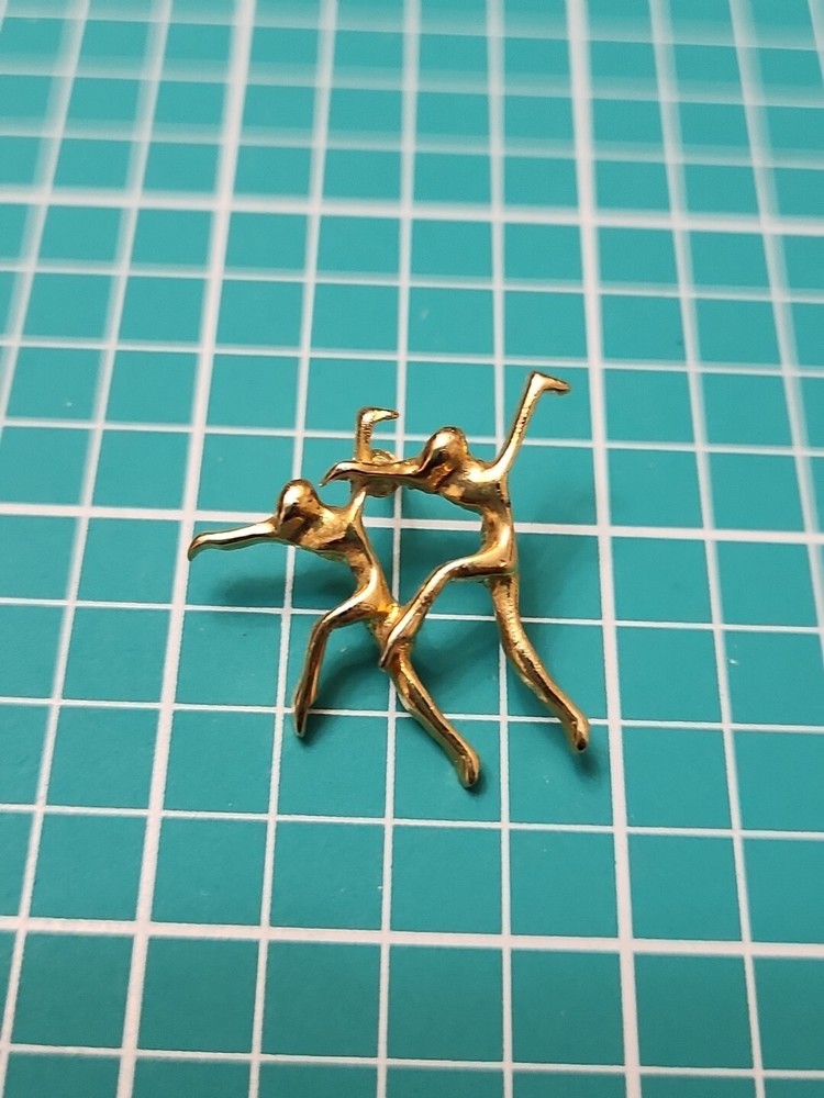 Vtg Ballet Dancer Dancing  Gold Tone Lapel Pin Hat Pin