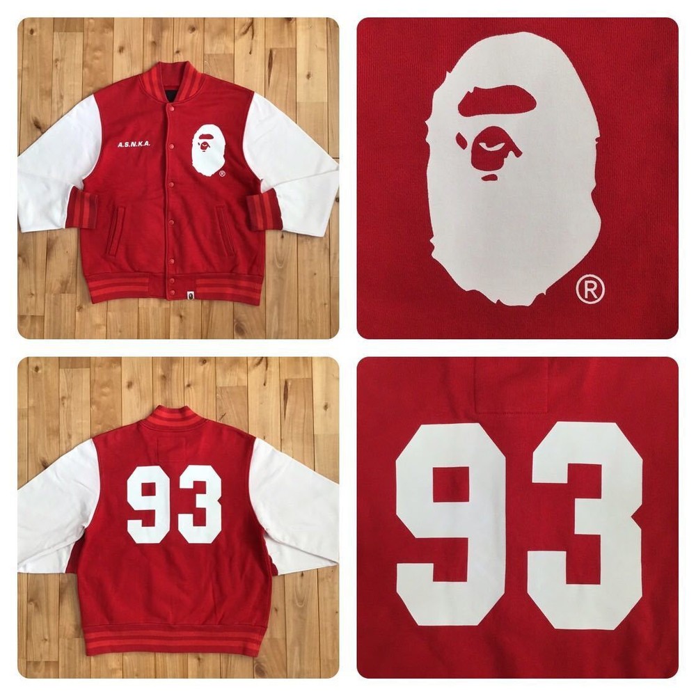 Ape Head Sweatshirt Stadium Jacket S Size Red A Bathing Bape Sweat Varsity