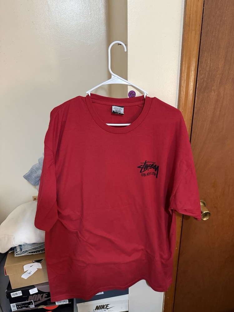 Stussy Los Angeles Tee Shirt Red XL Graphic Logo Men's Regular Fit