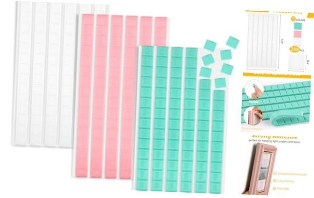 288 Pcs Sticky Tack, Wall Safe Adhesive Poster Putty, Removable and Reusable