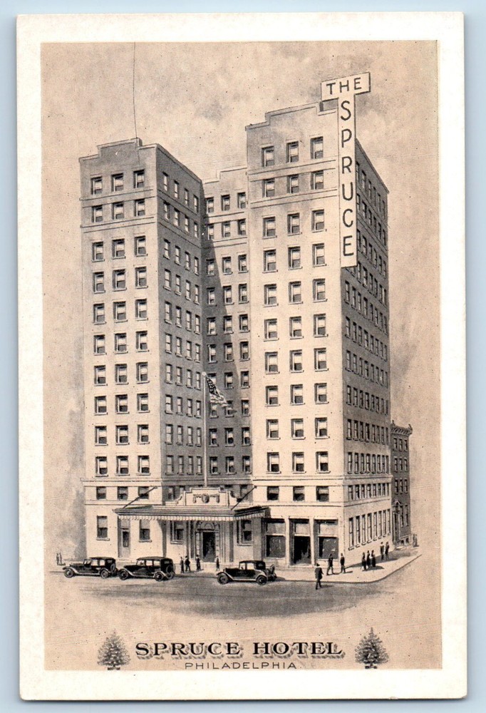 Philadelphia Pennsylvania PA Postcard The Spruce Hotel Building Exterior Scene