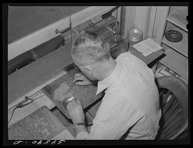 Photo:Walla Walla Washington 1941 Federal Wheat Inspector Grain Sampling