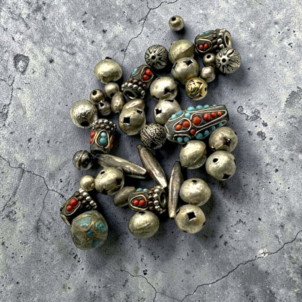 Ethnic Silver Vintage Beads Tibetan Clay & Coral Turquoise & for Jewelry Making