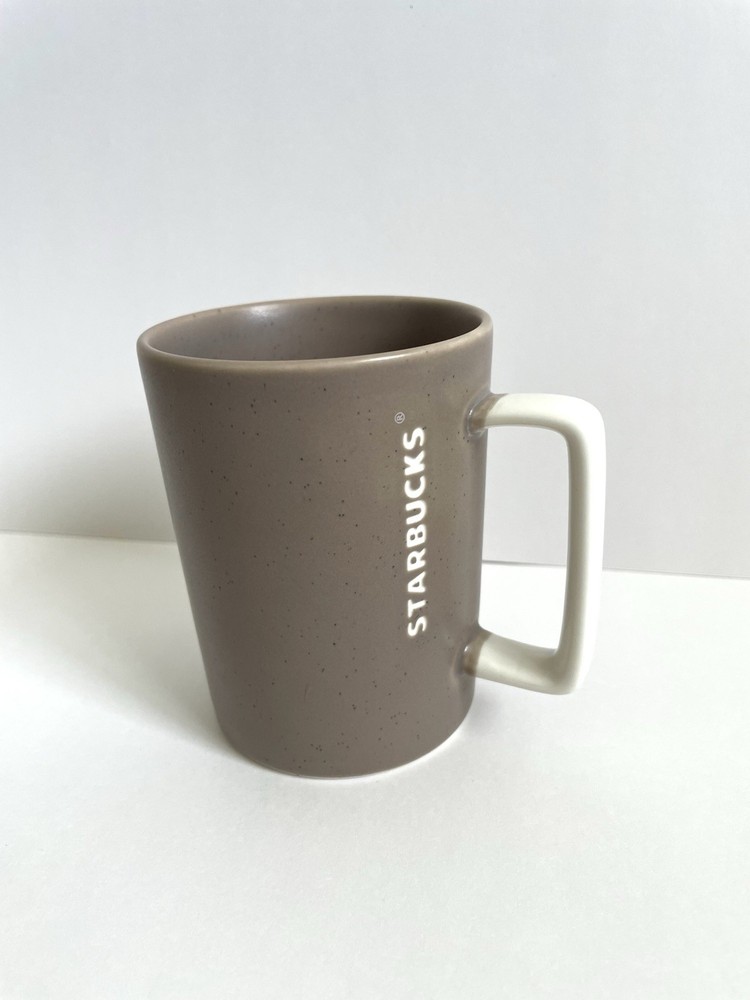 Starbucks Matte Beige/Brown/Gray Speckled Ceramic Coffee Cup Mug 12 oz