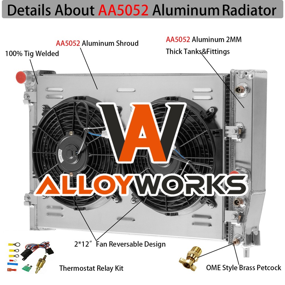 4 Row Radiator w/Shroud Fan For 1997-2004 Chevy Corvette 2-Door Z06 C5 5.7L V8