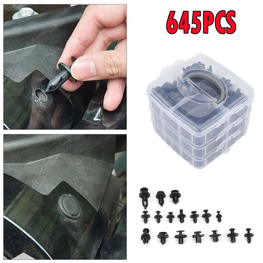 650Pcs Car Body Plastic Fasteners Push Trim Clips Rivet Bumper Kit Set