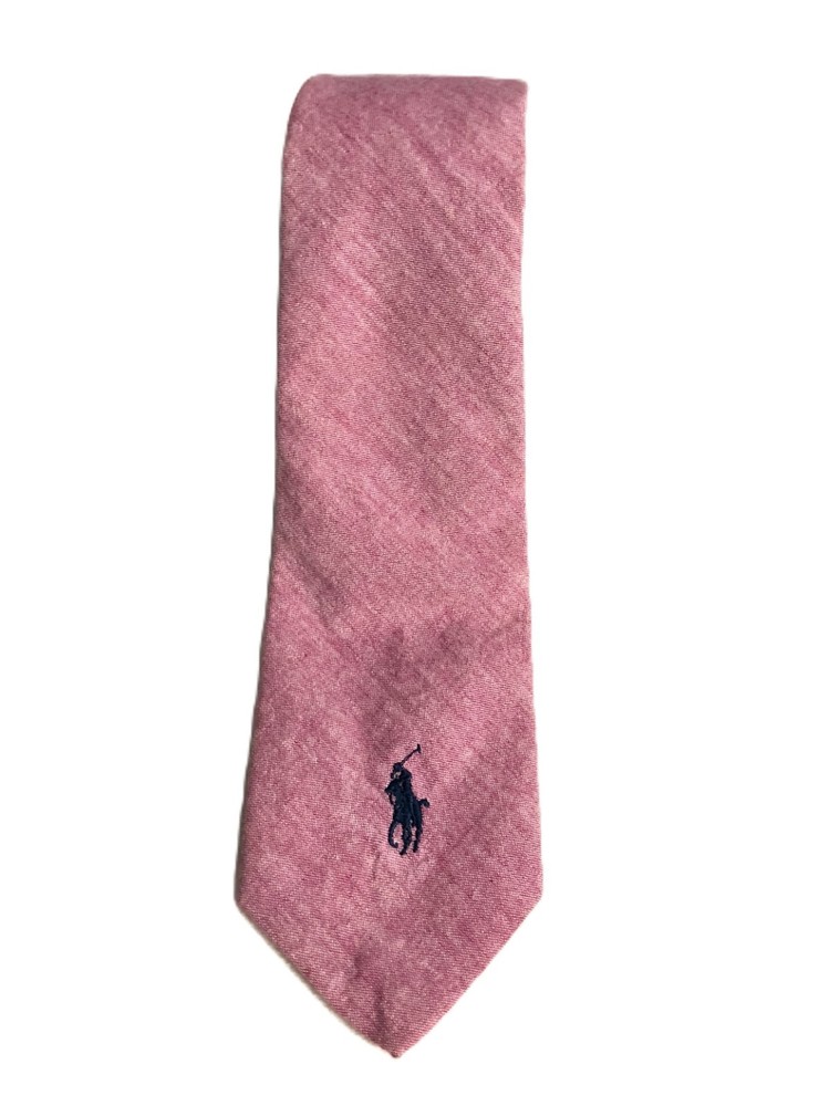 VTG Polo Ralph Lauren Men's Pink Tie Black Pony Cotton 57