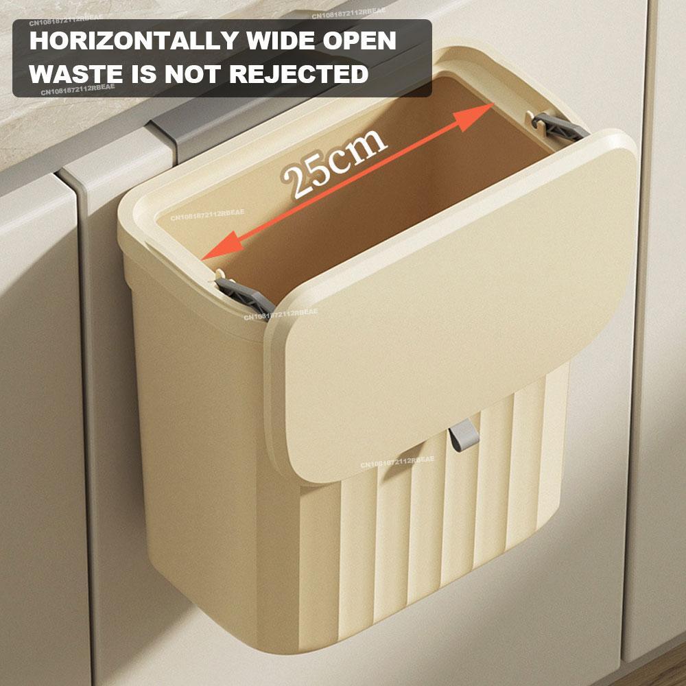 12L Kitchen Trash Can Wall Mounted Hanging Trash Bin With Lid Garbage