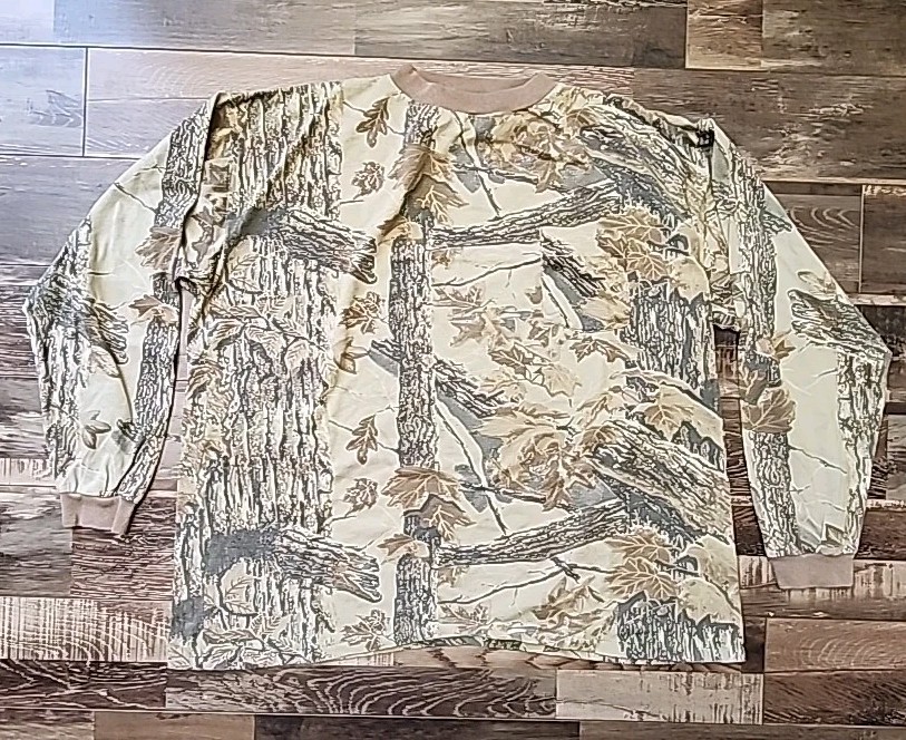 VTG 90s Realtree Shirt Camo Fall Foliage Long Sleeve Single Stitch USA Faded