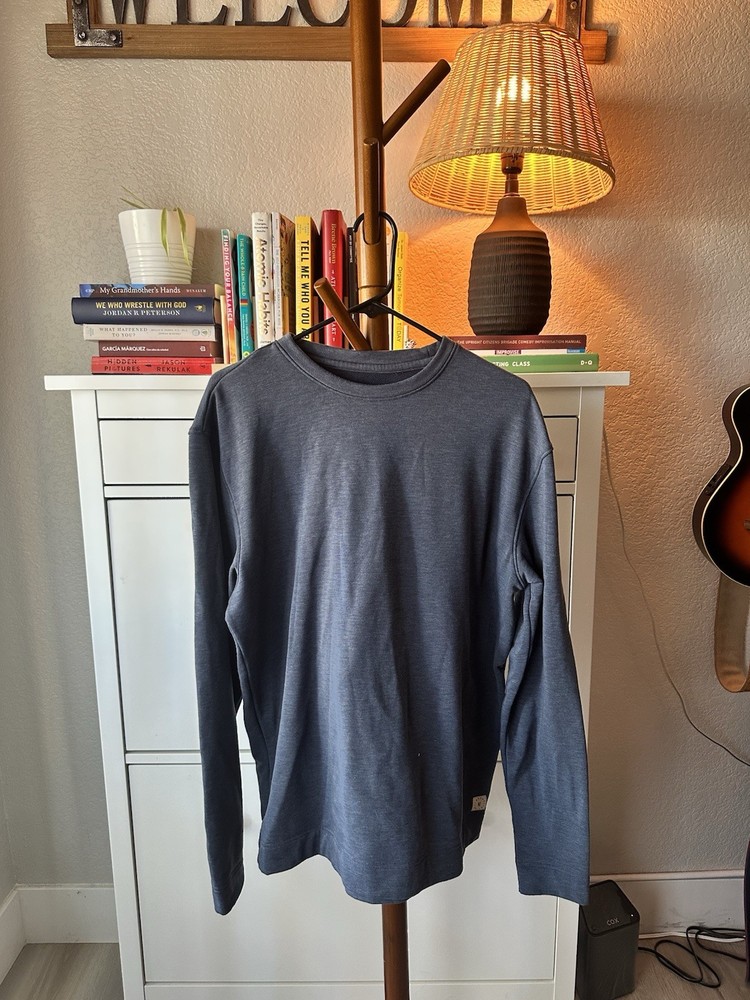 Linksoul Men’s Gray Long Sleeve Shirt — Tempus Fugit Crewneck — Large
