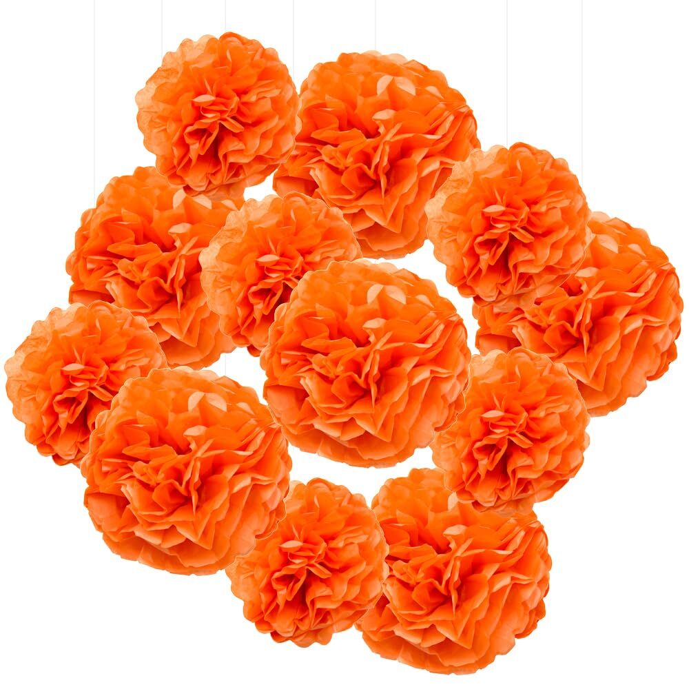 12Pcs Tissue Paper Pompoms 10in+12in Paper Pom Poms Flowers Fluffy Paper Flow...