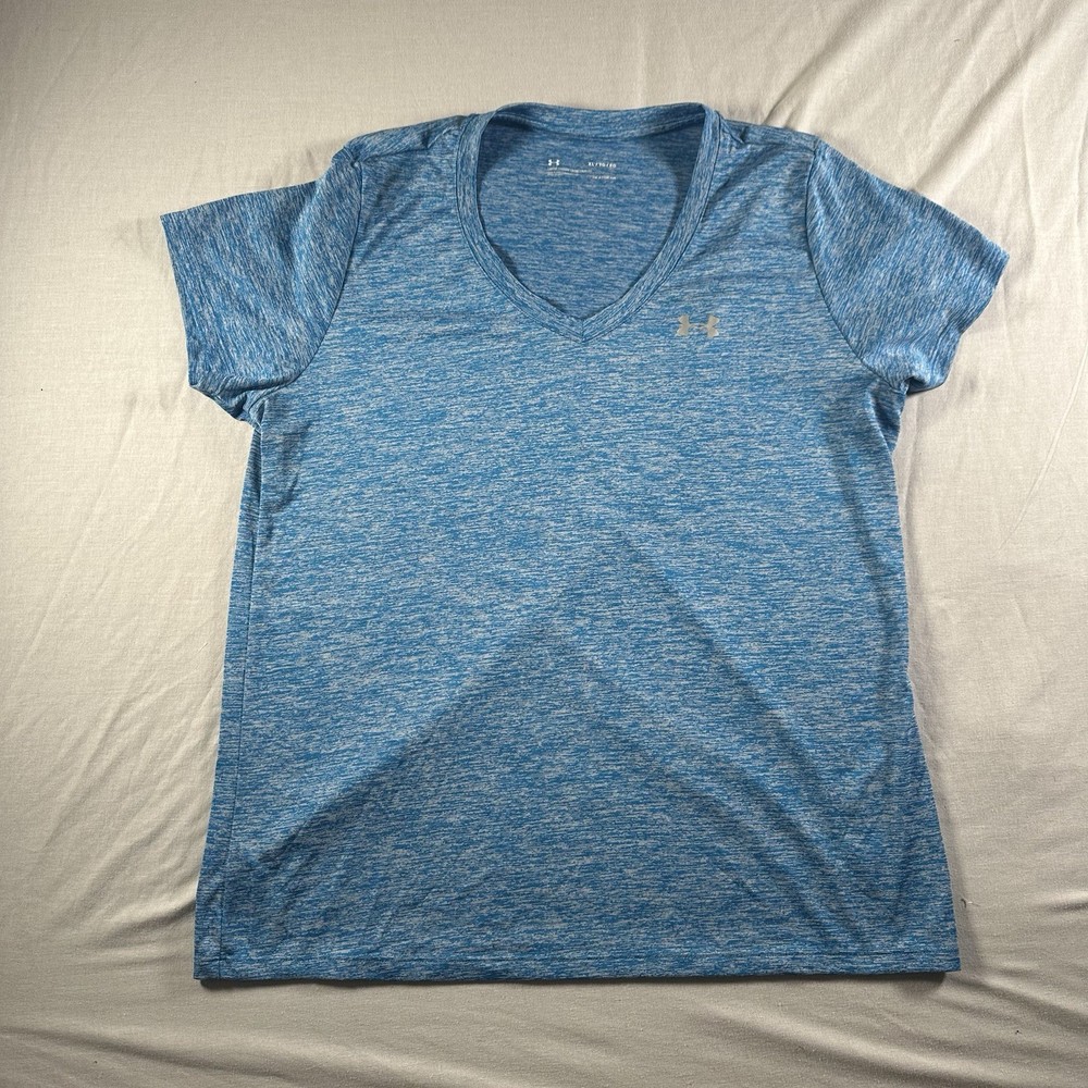 Under Armour Women’s HeatGear V-Neck T-Shirt Blue Athletic Size XL