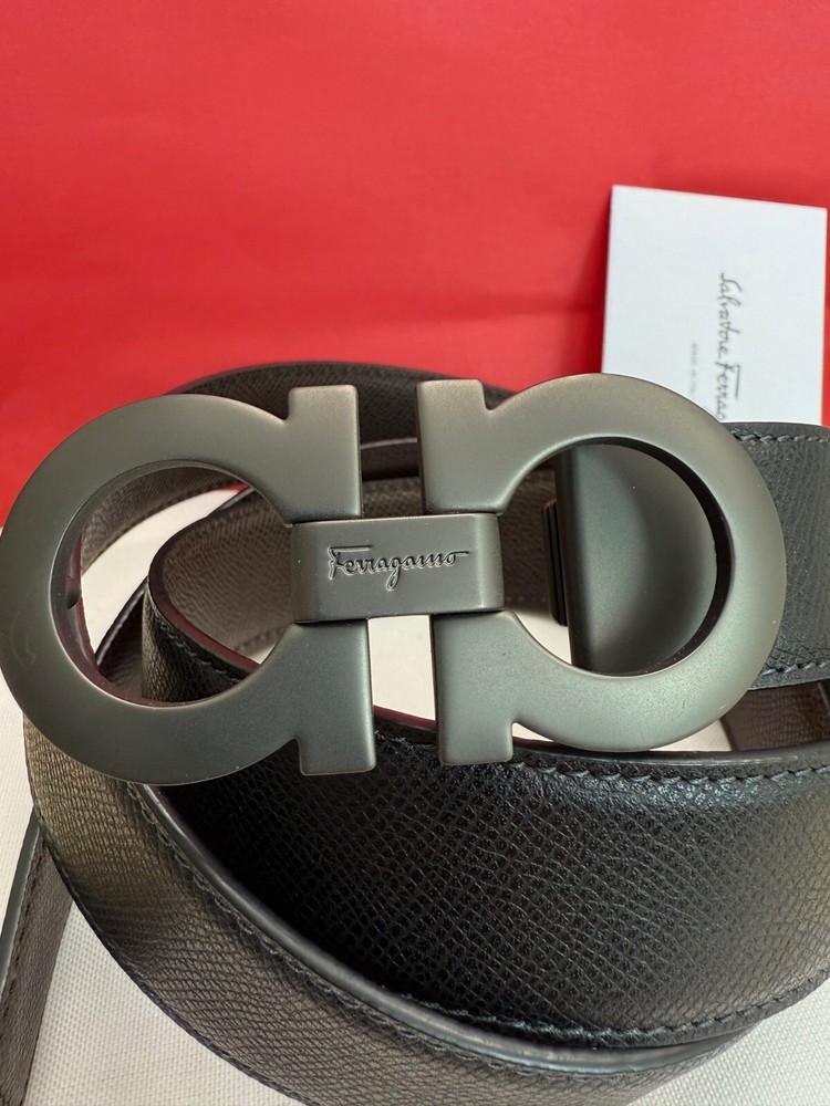 Ferragamo Men's Reversible Black/Brown Leather Belt size 115 cm fit's 40/42 W