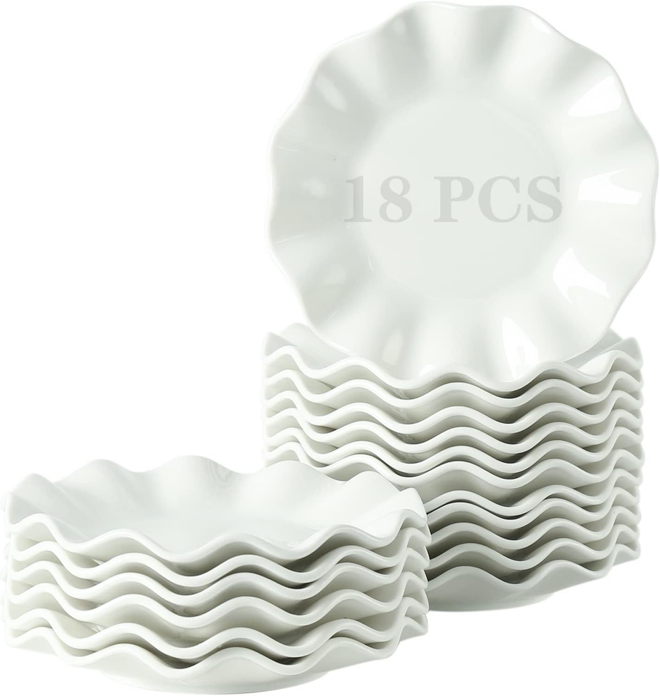 6 Inch Porcelain Appetizer Plates Set of 18, Small Dinner Plates, Dessert Salad