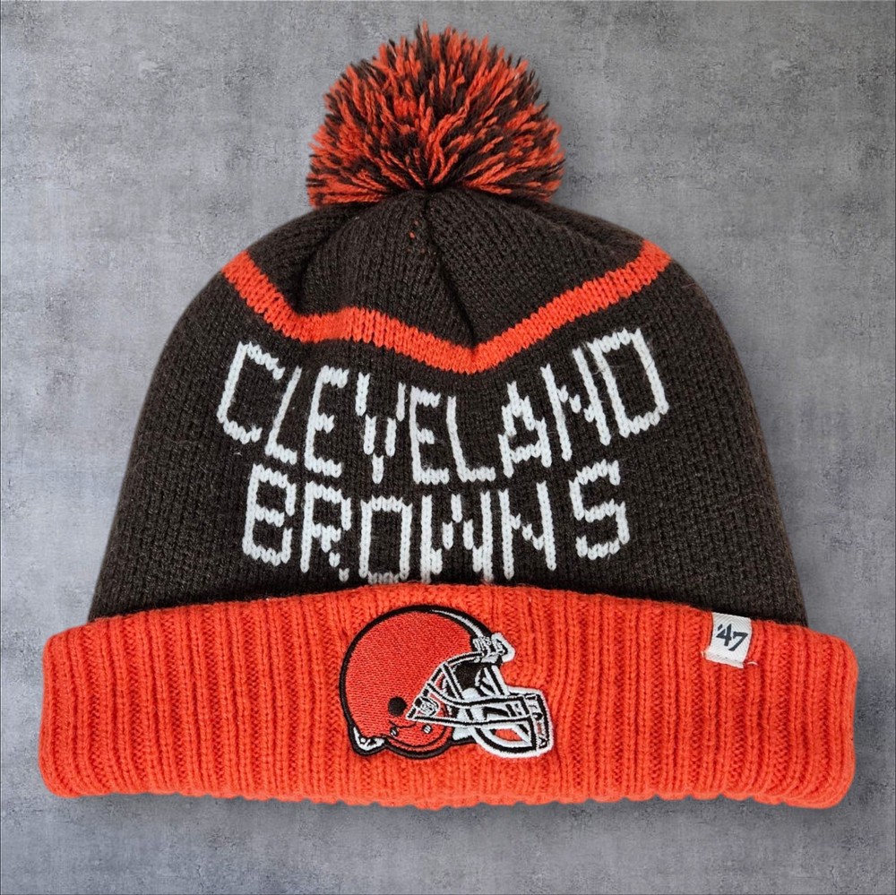 47 Brand NFL Cleveland Browns Throwback Knit Beanie with Pom Pom Unisex N44
