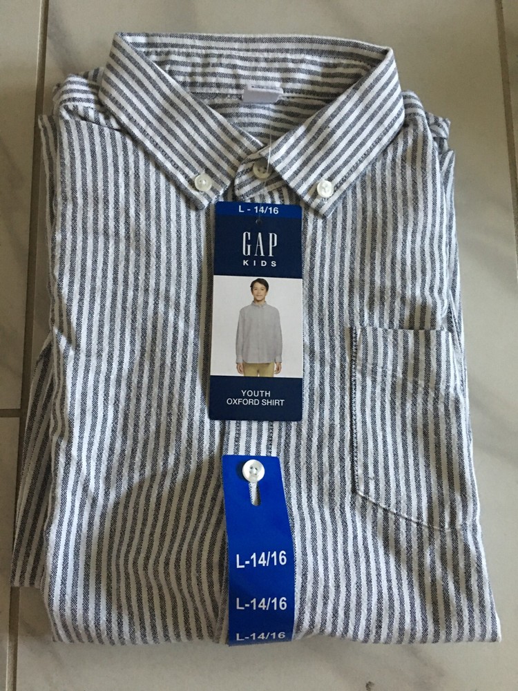 Gap Kids, Youth Oxford Shirt, Size L (14/16), Long Sleeves, Dark Blue, New