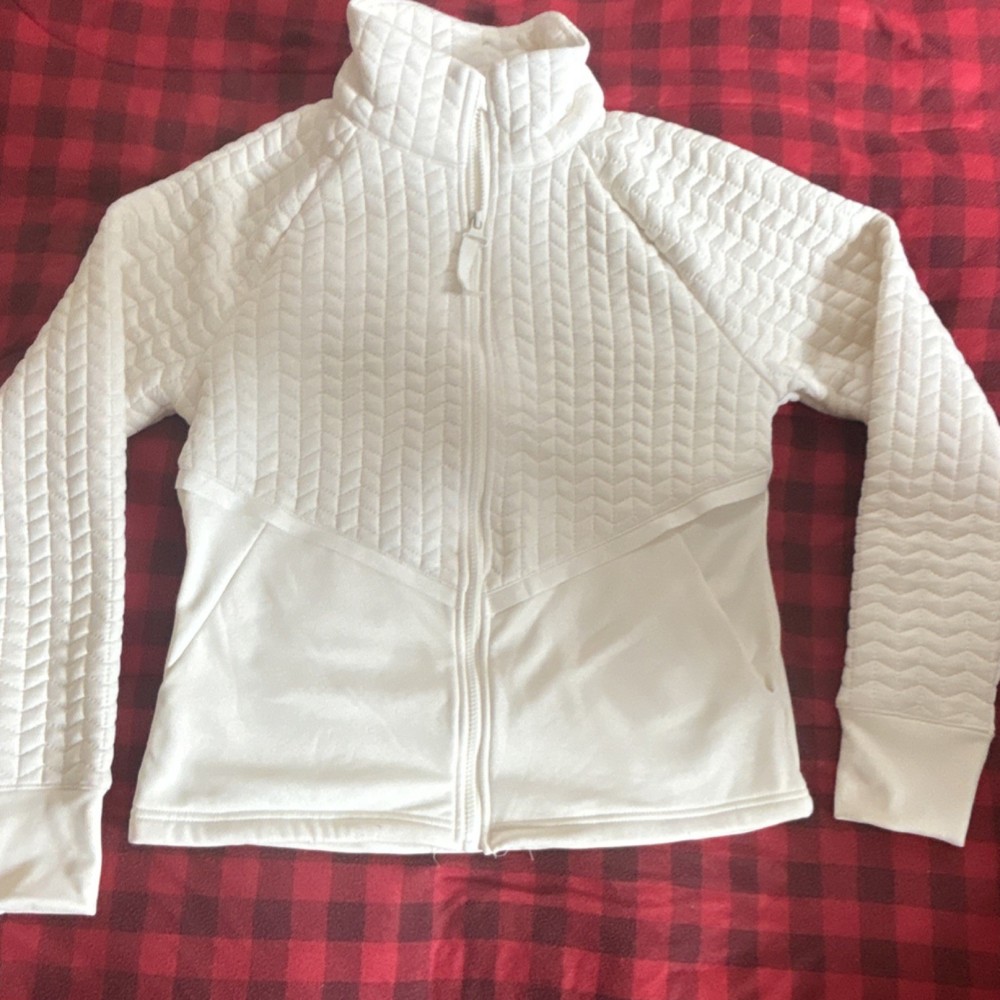 Avia Women's White Quilted Chevron Activewear Jacket Full Zip M (8-10)