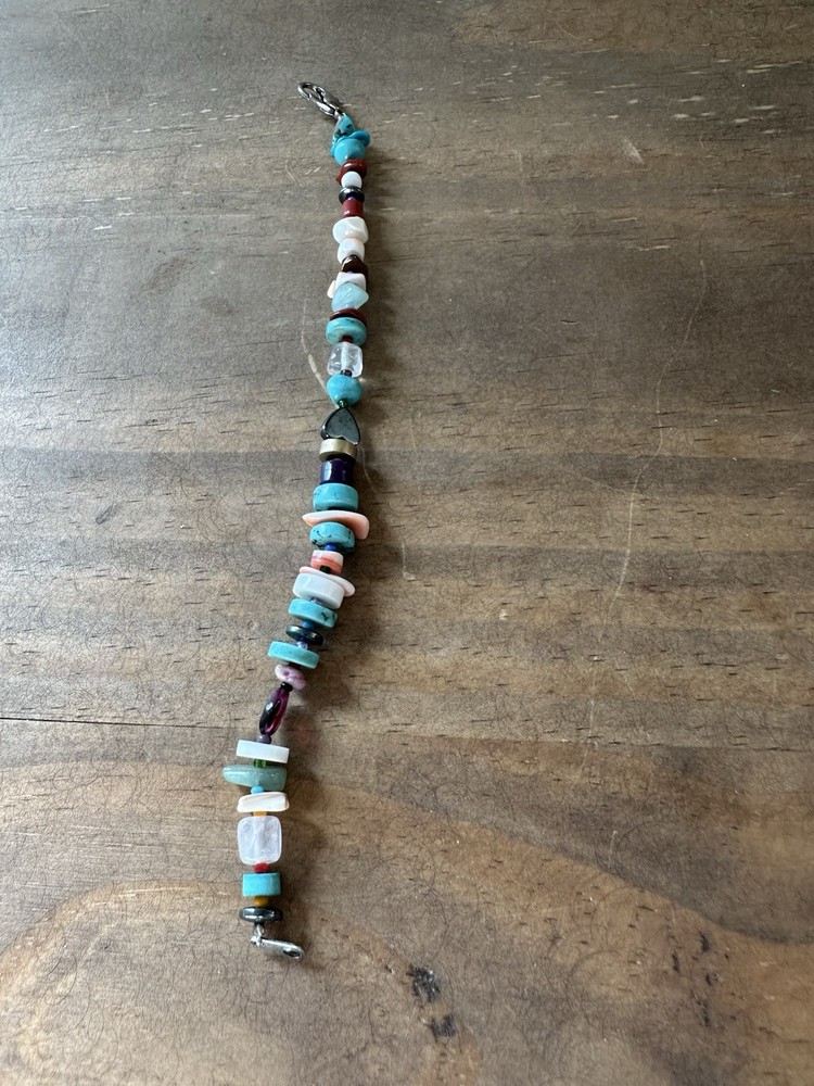 Multicolor Natural Stone Chip Bracelet With Lobster Clasp
