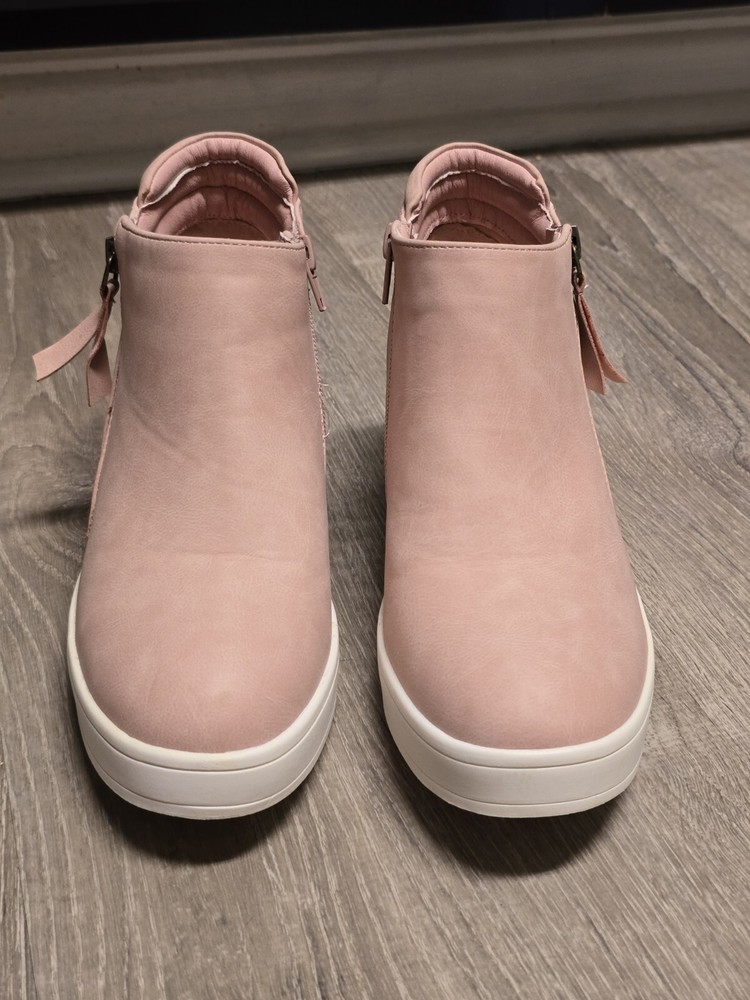 Dream Pairs Womens Pink Platform Wedge Heel Zip-Up Sneakers Size 7.5