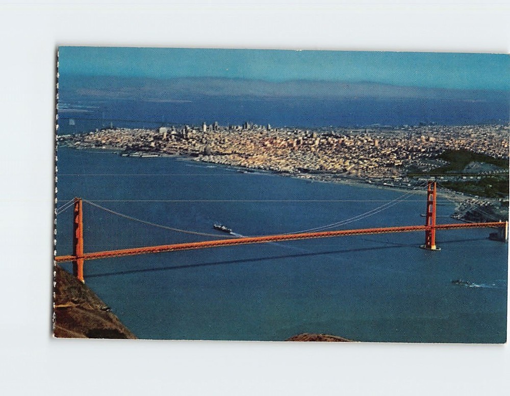 Postcard Aerial View Golden Gate Bridge San Francisco California USA