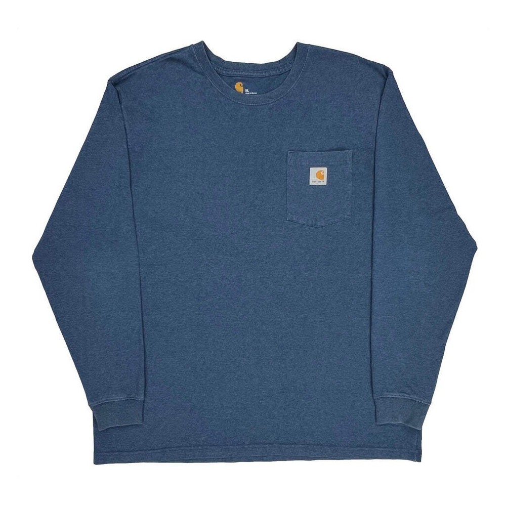 Carhartt Long Sleeve T-Shirt - XL Blue Cotton