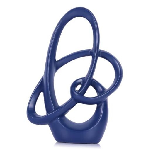 Navy Blue Abstract Resin Sculpture for Modern Home Decor-image