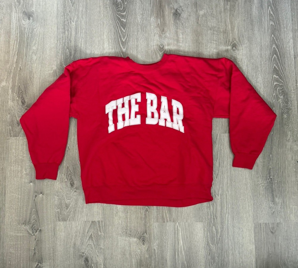 The Bar Crewneck Sweatshirt Varsity Spell Out Oversized Collegiate Red Size XL