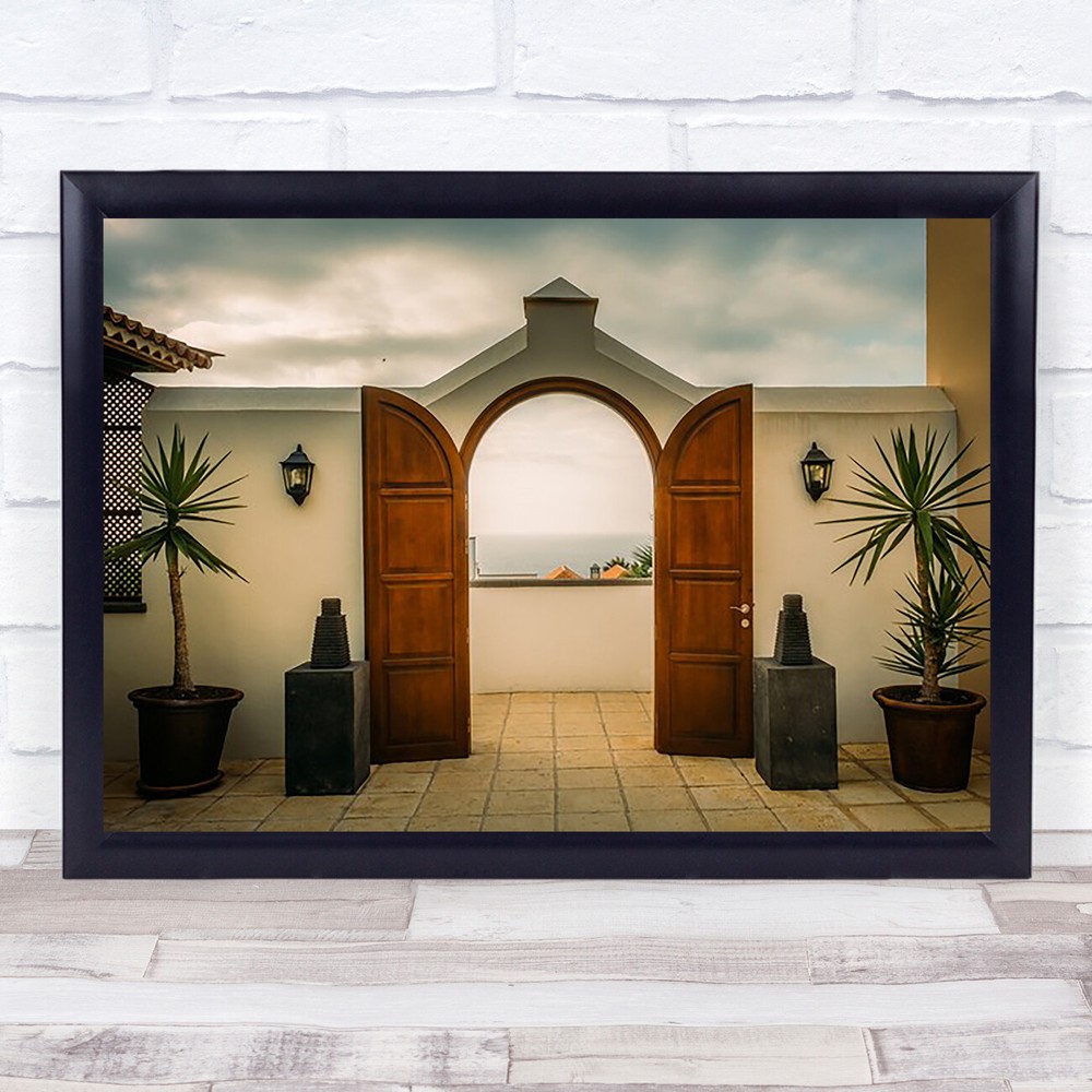 Tenerife Architecture Doors Gate Doorway Symmetry Pots Plant Art Print