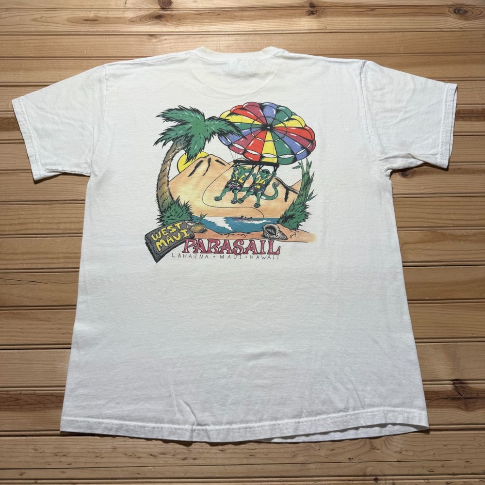 Vintage 90s West Maui Parasail Lahaina Hawaii Tropical Single Stitch Shirt Large