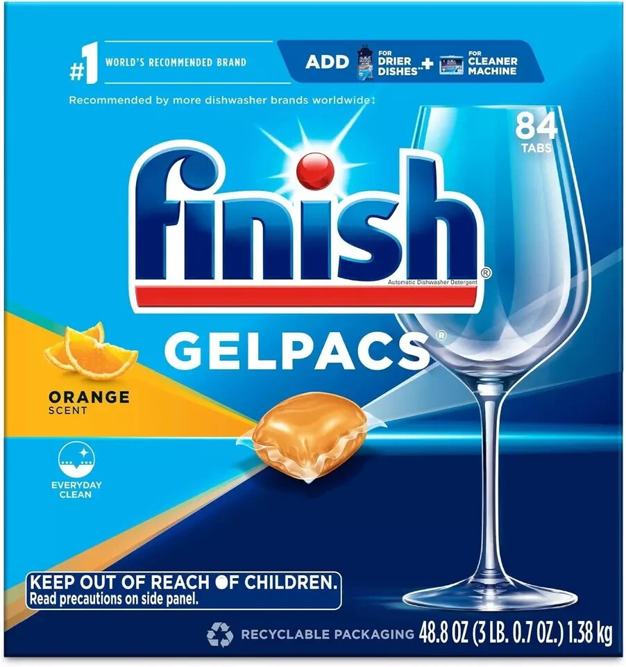 Dishwasher Detergent Soap, All in 1 Gel Pacs, Orange Blossom, 84 Tablets