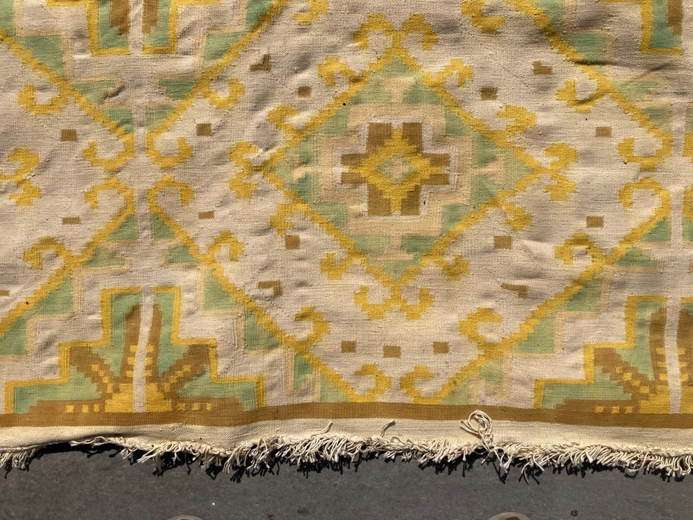 Antique Vintage Prison Cotton Dhurrie Hand Made Kilim Rug 11' x 11'