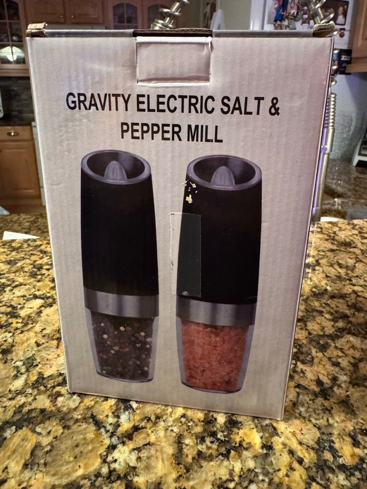 Gravity Electric Salt and Pepper Grinder Set Battery Operated with LED light