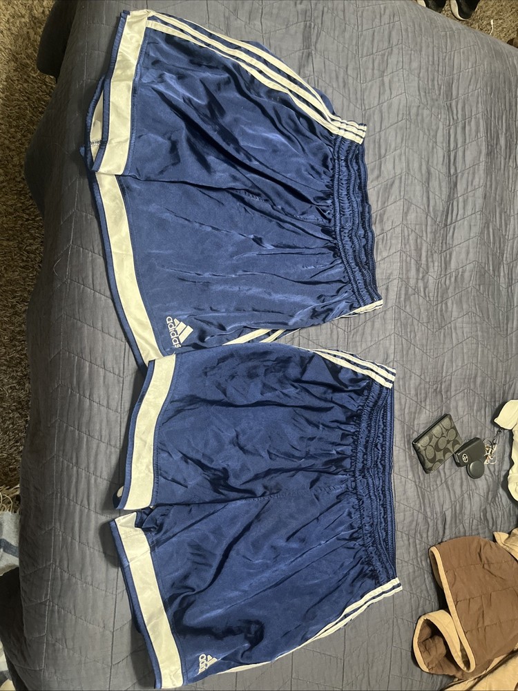 Adidas Shorts Mens L Blue Climalite Soccer Athletic 3-Stripe Training RN88387