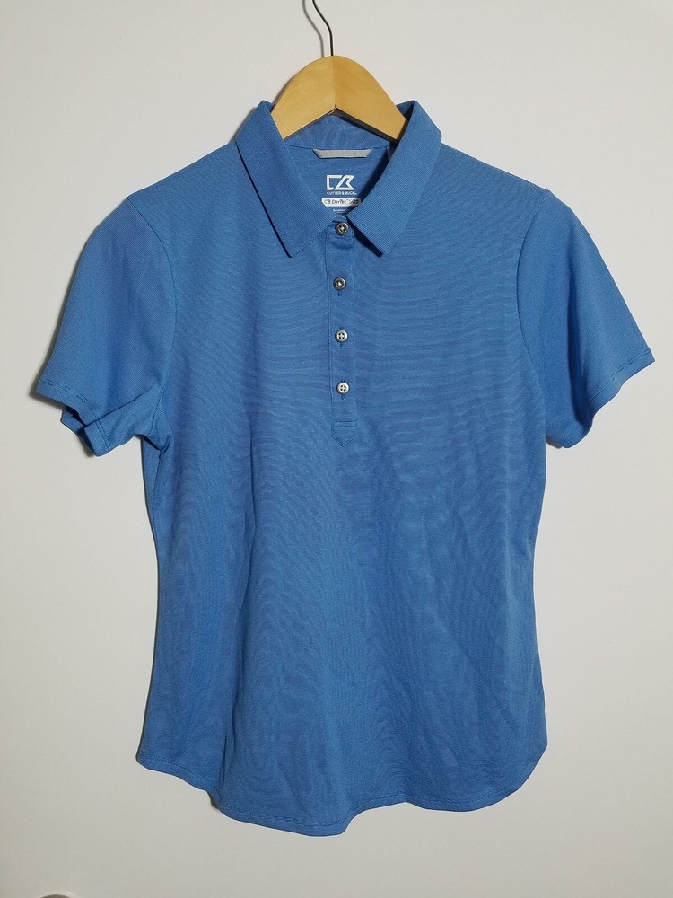 NWT WOMEN'S CUTTER & BUCK POLO, SIZE: M, COLOR: BLUE PINSTRIPE (J486)