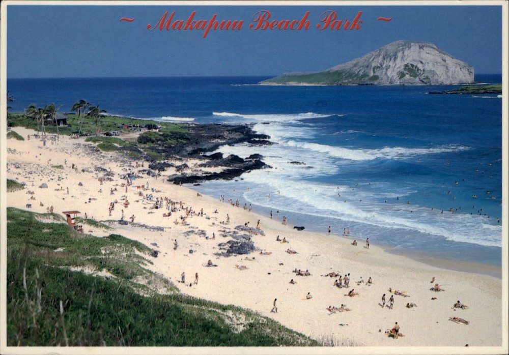 Hawaii Honolulu Makapuu Beach aerial view ~ 1988 postcard