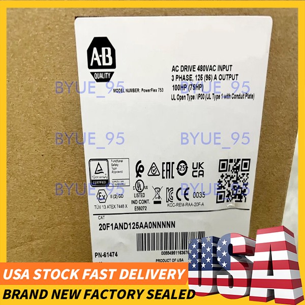 Allen‑Bradley 20F1AND125AA0NNNNN 125A 75HP HD VFD PowerFlex 753 Air Cooled