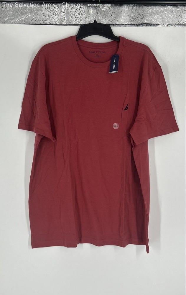 Nautica Mens Red Cotton Round Neck Short Sleeve Pullover T-Shirt Size 3XL
