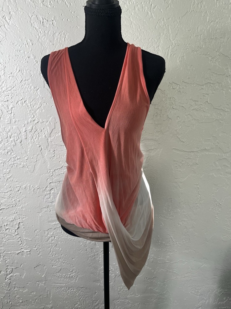 Young Fabulous & Broke Coral Ombre Draped Tank Top Asymmetrical Sleeveless S