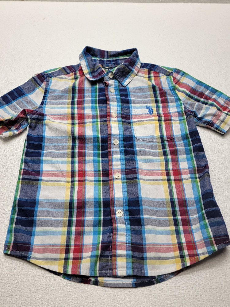 Ralph Lauren Boys Plaid Shirt Size 6 Short Sleeve Button Down Classic