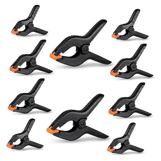 10-Pack Heavy Duty Spring Clamps Assorted Sizes Plastic 6.5 Inch