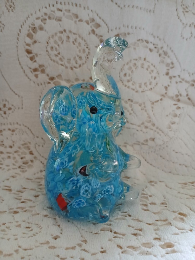 vintage millefiori murano art glass Elephant Figurine