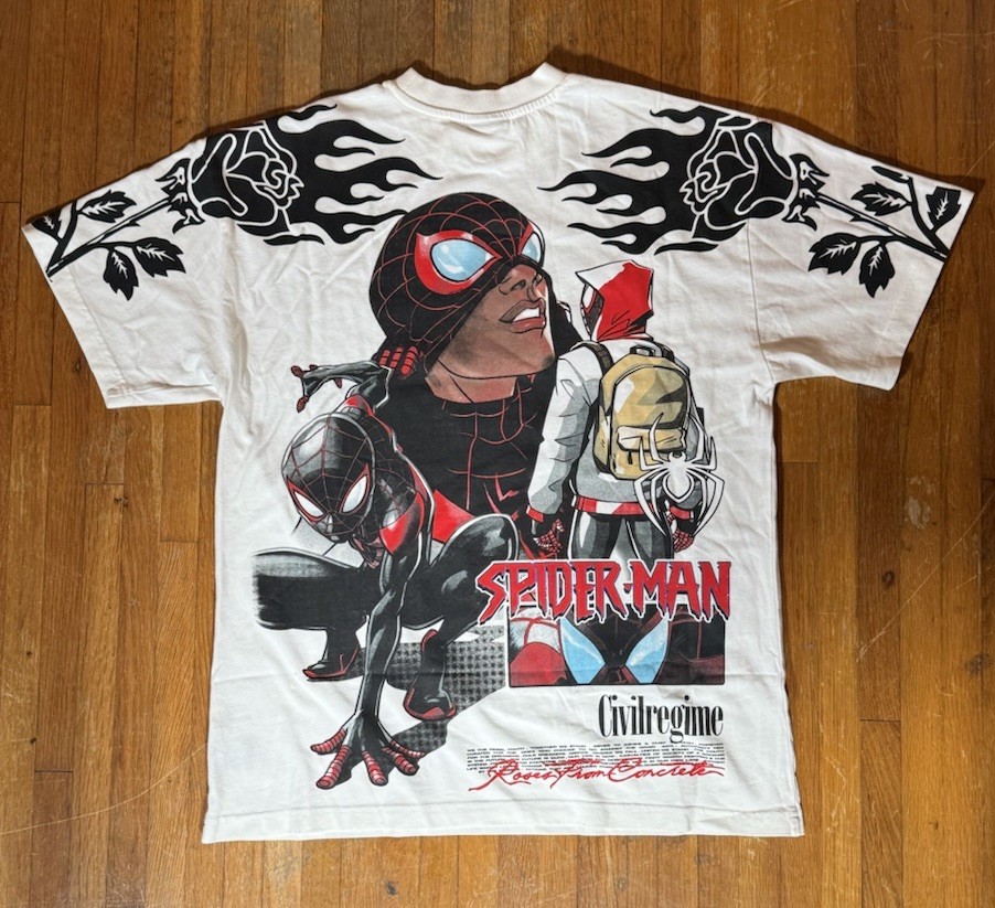 NWT Civil Regime Spider-Man OS M White Oversized Graphic Tee Marvel Streetwear