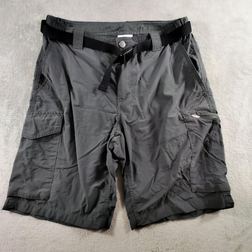 Columbia Shorts Mens 32 Gray 10 Inseam Nylon Cargo Belted Hiking AM4084