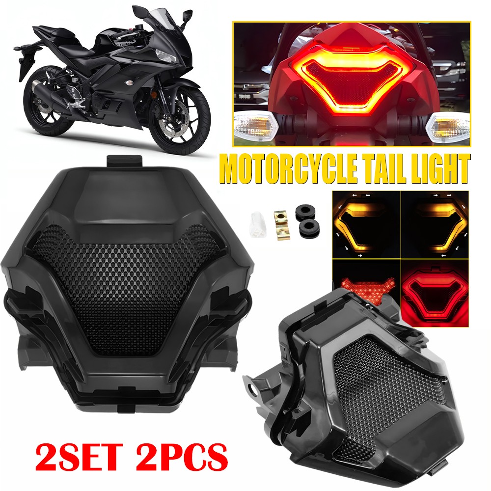 2PC Integrated LED Tail Light Brake Lamp Turn Signal For YAMAHA YZF R3 R25 13-20