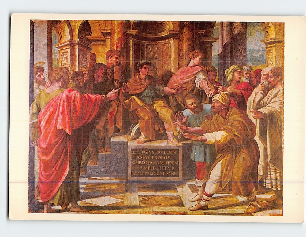 Postcard The Blinding of Elymas Painting by Raphael