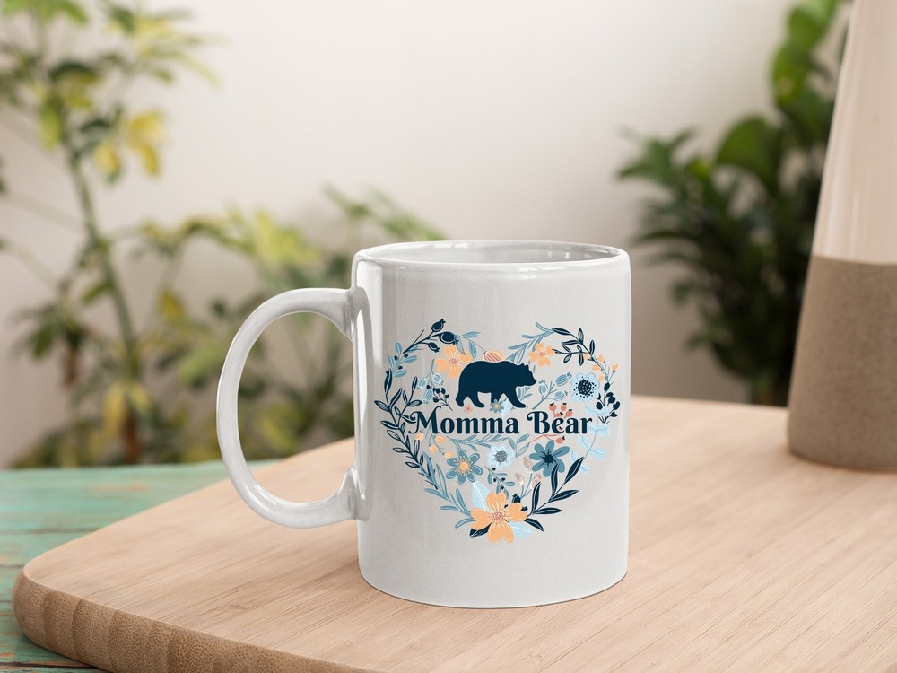 Floral Momma Bear Heart Mug Perfect Mother's Day Gift